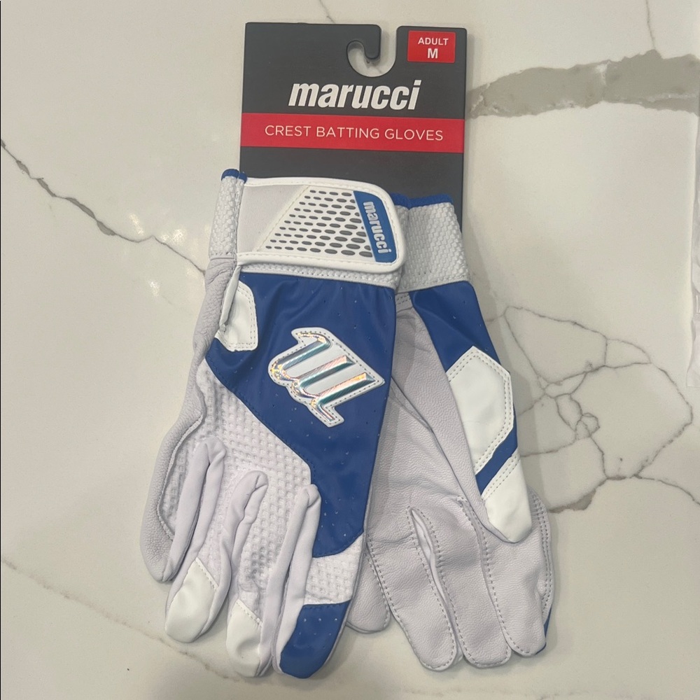 Marucci Blue and White Batting Gloves